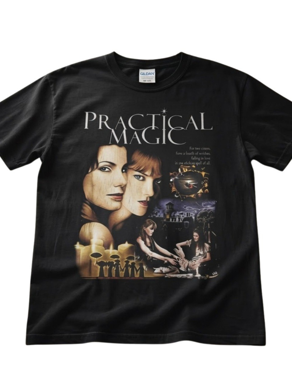 Gildan Black 'Practical Magic' Movie Witch Aesthetic Graphic Tee
